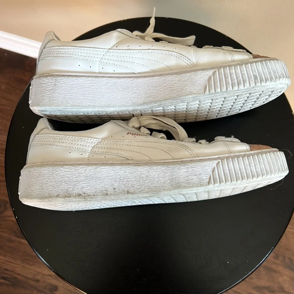 Puma Leather Shoes with Rose Gold Metallic Toe